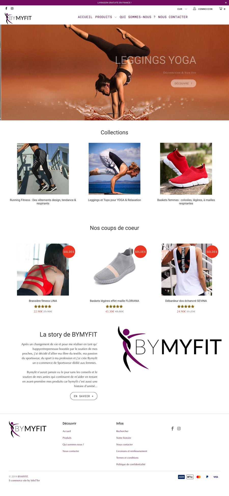 Bymyfit.com Amélioration d'un site E-commerce shopify de Fitness Running Yoga Relaxation Worhskop 2H Chiffrage & Maquette Agence Shopify Plus & Expert Shopify