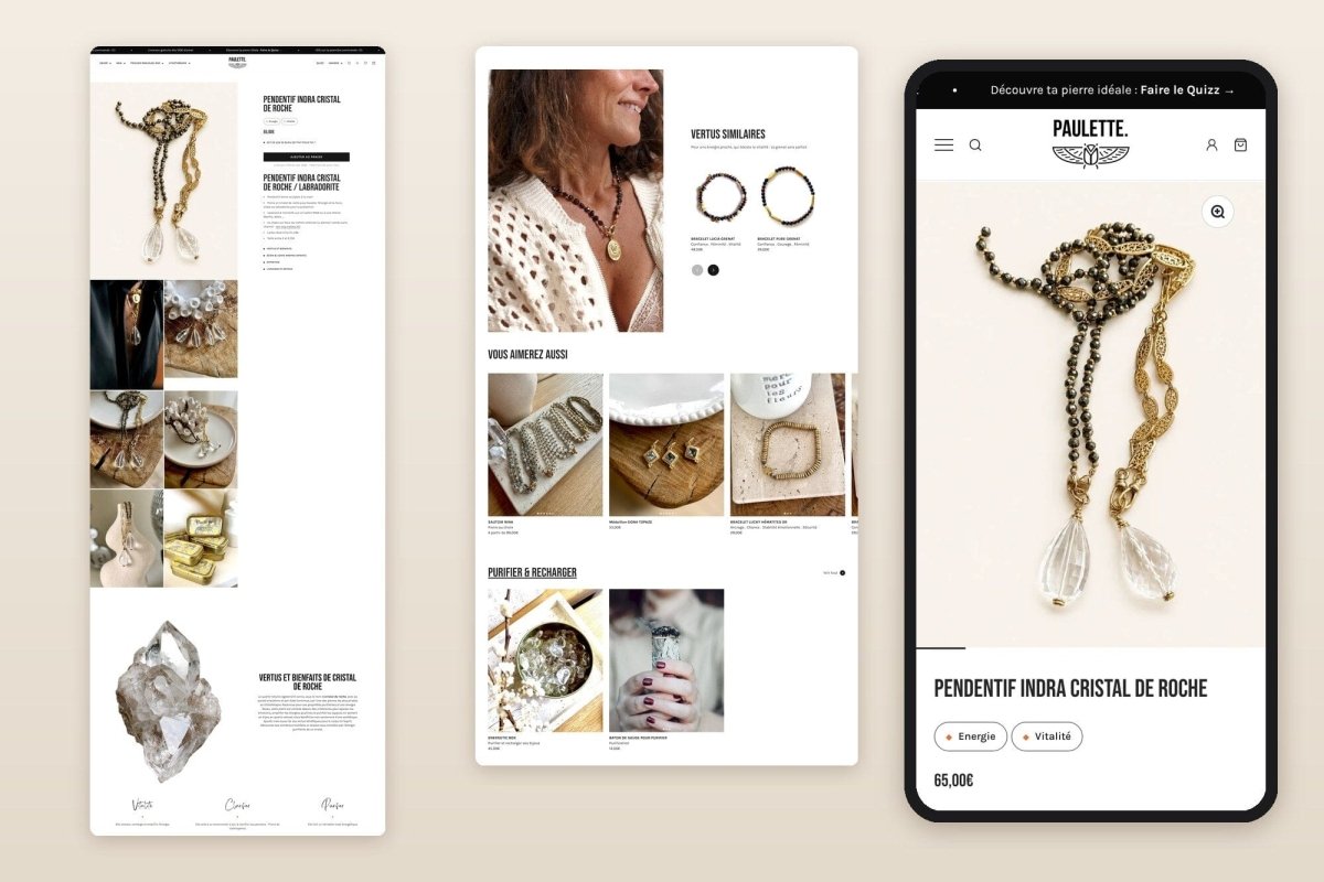 Paulette Quincaillerie : bijoux en pierres naturelles, migration de WooCommerce vers Shopify - Agence Shopify Plus & Expert Shopify