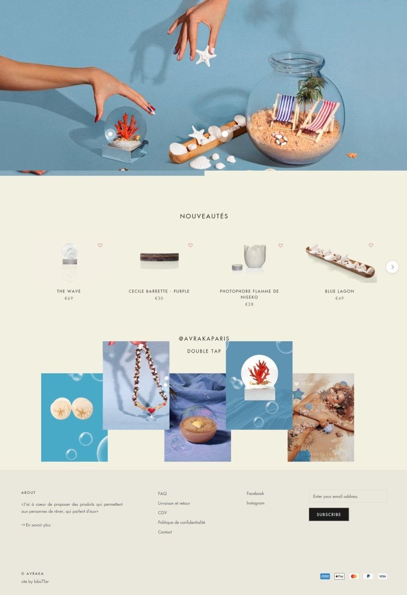 Avraka.com Création du site Shopify - bijoux et décoration d'intérieur - Agence Shopify Plus & Expert Shopify