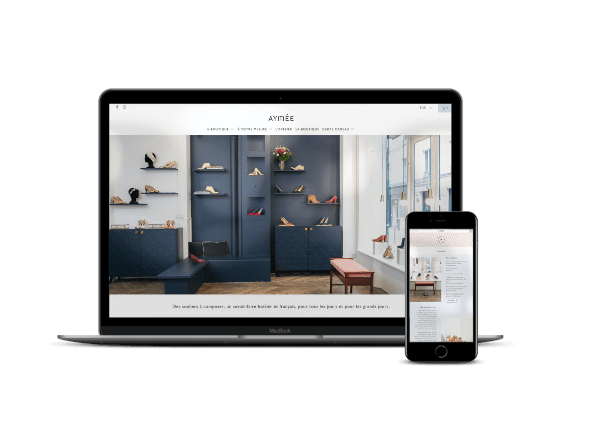 Aymée.com Migration d'un Ecommerce de Maroquinerie depuis Wordpress Woocommerce vers Shopify - Agence Shopify Plus & Expert Shopify