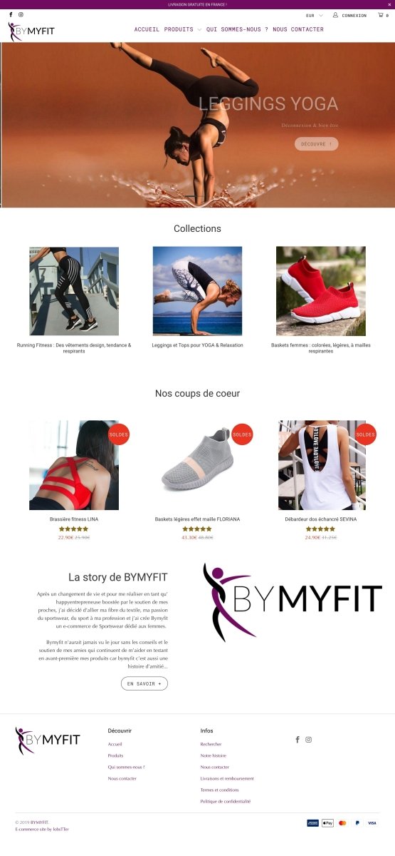 Bymyfit.com Amélioration d'un site E - commerce shopify de Fitness Running Yoga Relaxation - Agence Shopify Plus & Expert Shopify