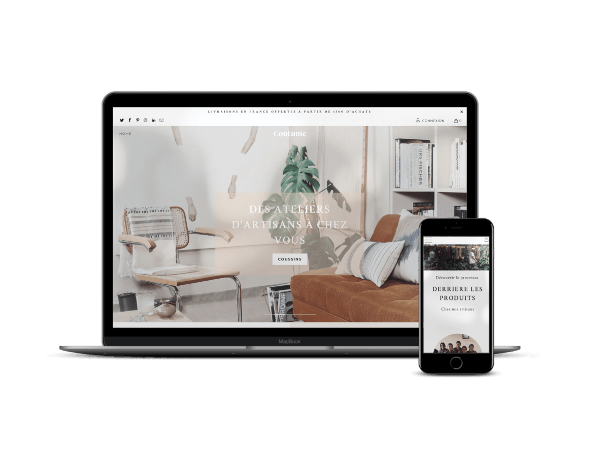 Coutume.co Création d'un e - commerce décoration d’intérieure sur Shopify - Agence Shopify Plus & Expert Shopify