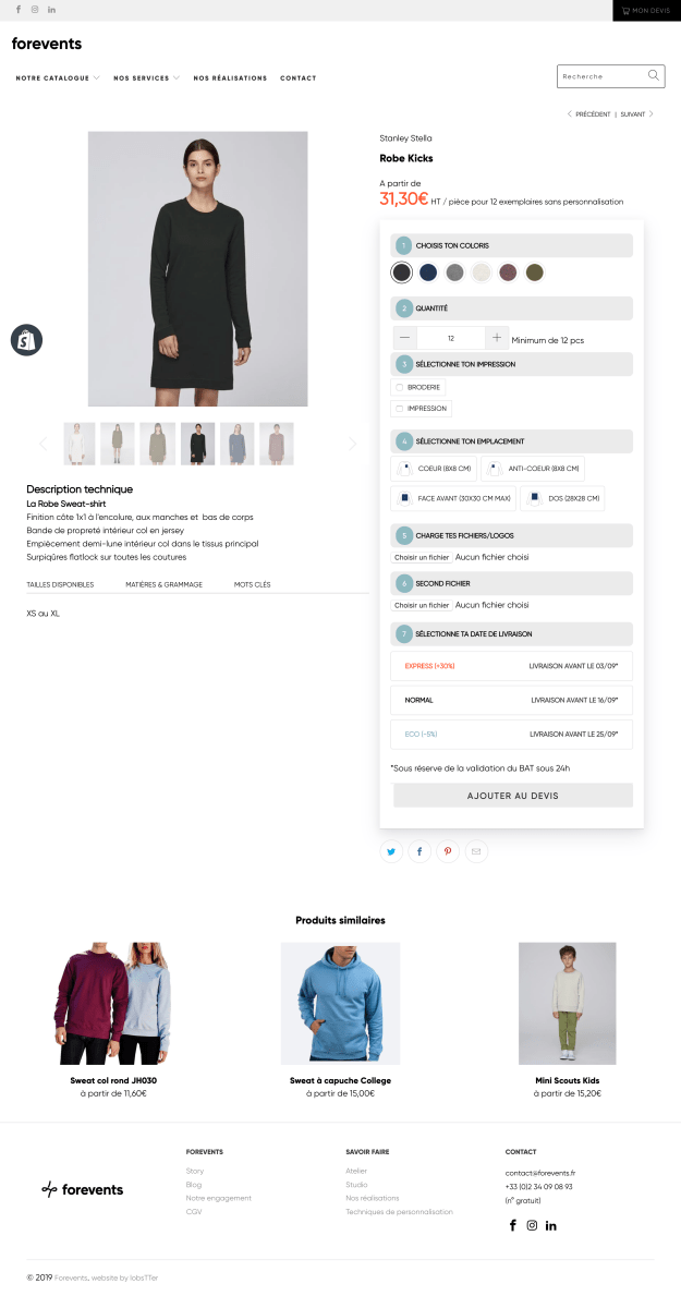 Forevents.fr Création d'un site de T-shirt par un Expert Shopify - Agence Shopify Plus & Expert Shopify