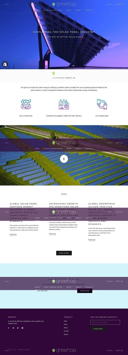 Greehop.com - Création d'un site vitrine pour une jeune startup de l'industrie solaire - Agence Shopify Plus & Expert Shopify