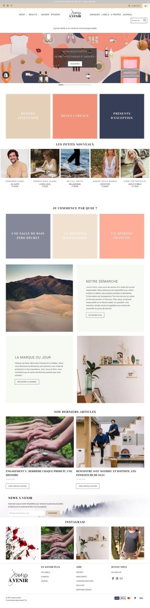 Joursavenir.com Création d'une Marketplace Eco responsable Bio éthique avec Shopify - Agence Shopify Plus & Expert Shopify