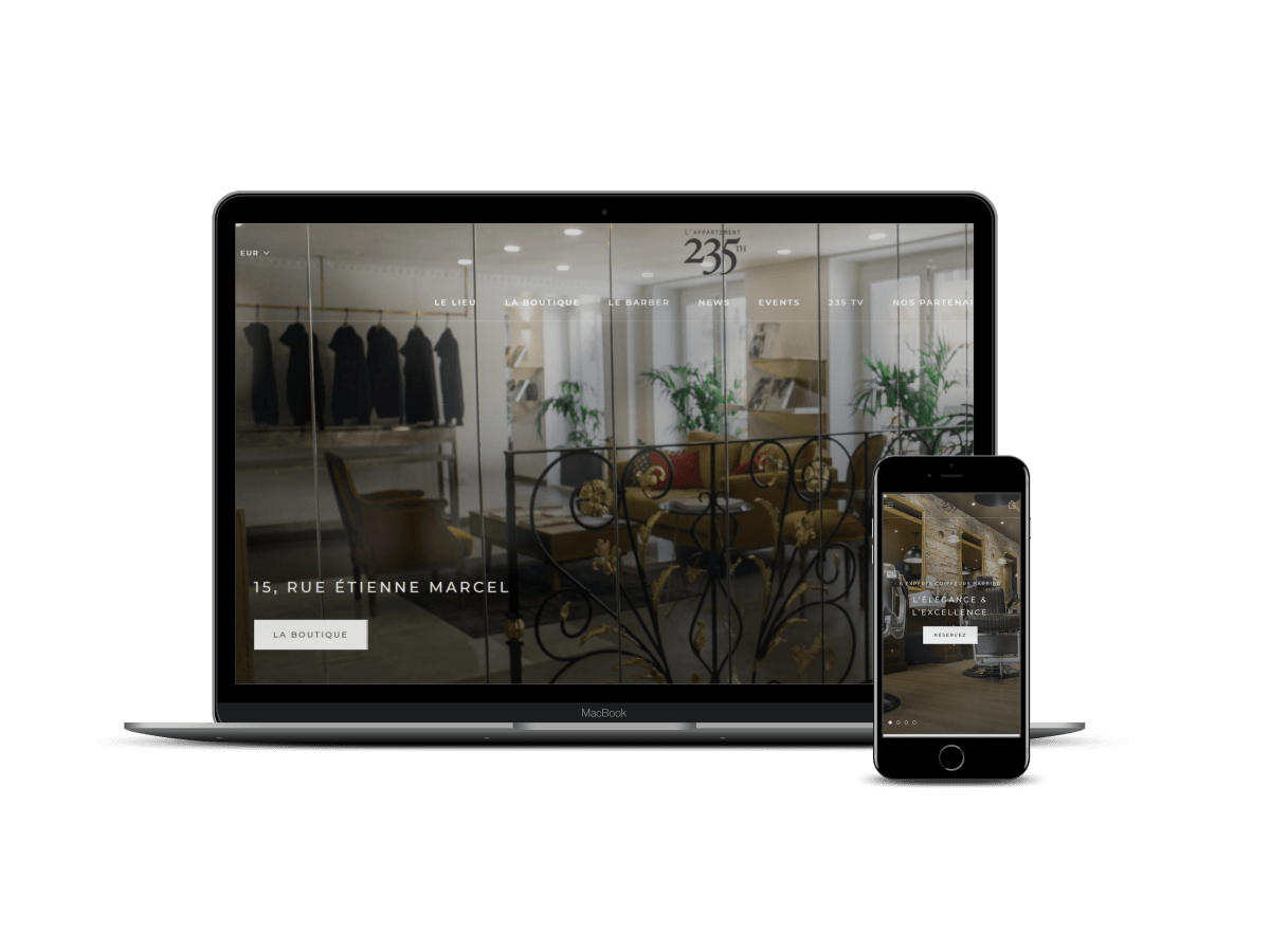L'appartement235th.com Création d'un site web to store : Concept store et barbier parisien - Agence Shopify Plus & Expert Shopify