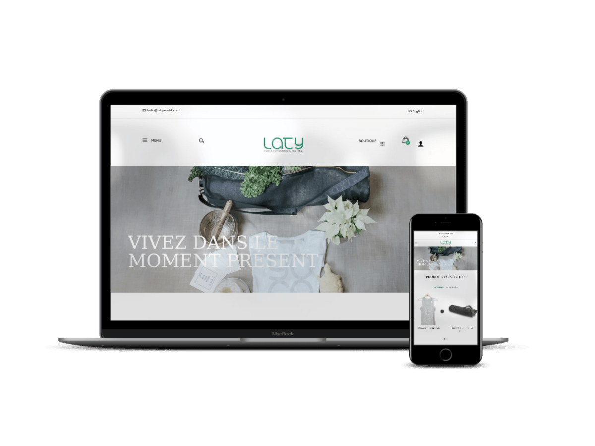 Latyworld.com création d'un site d'articles sportifs lifestyle pour le Yoga - Agence Shopify Plus & Expert Shopify