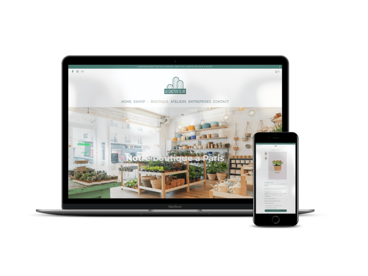 Lecactusclub.fr Migration Wix et refonte site de déco végétale vers e - commerce shopify - Agence Shopify Plus & Expert Shopify