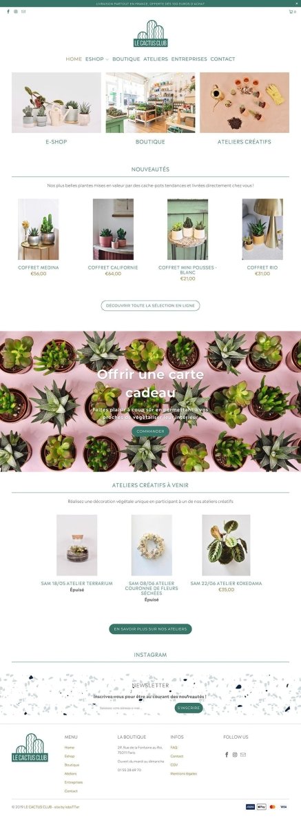 Lecactusclub.fr Migration Wix et refonte site de déco végétale vers e - commerce shopify - Agence Shopify Plus & Expert Shopify