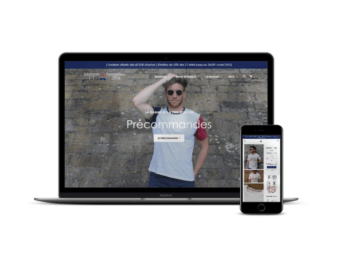 MaisonFT.com marque de T-shirt Eco responsable & Bio Exemple de site Mode - Agence Shopify Plus & Expert Shopify