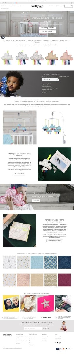 Mellipou.com Migration Prestashop - refonte du site de jouets pour bébé - Agence Shopify Plus & Expert Shopify