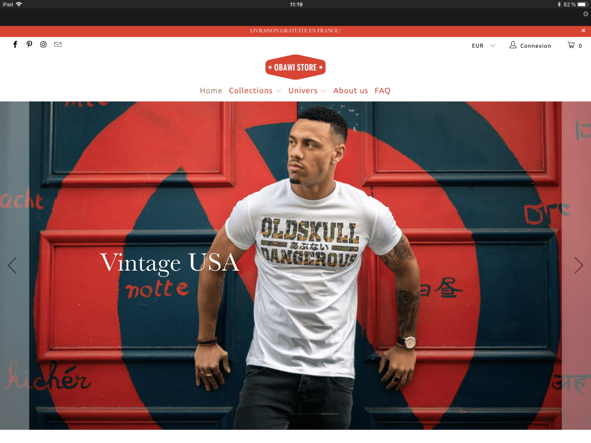 Obawi.com Création d'un site e - commerce de T-Shirts vintage - Agence Shopify Plus & Expert Shopify