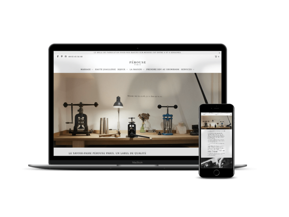 Perouse.paris bijouterie en ligne. Refonte du site E - commerce sur shopify - Agence Shopify Plus & Expert Shopify
