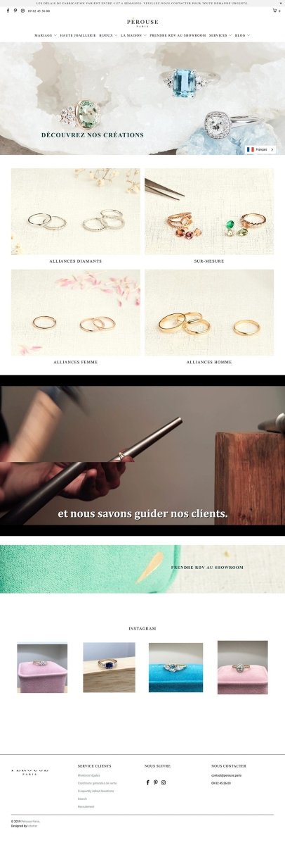 Perouse.paris bijouterie en ligne. Refonte du site E - commerce sur shopify - Agence Shopify Plus & Expert Shopify