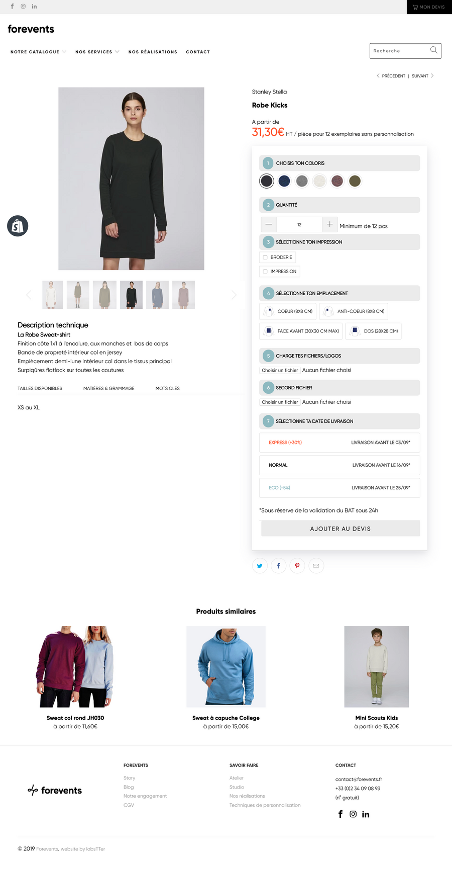 Forevents.fr Création d'un site de T-shirt par un Expert Shopify site shopify Agence Ecommerce Shopify Agence Shopify Plus & Expert Shopify